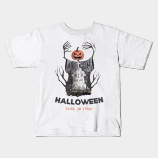 Halloween Scary Evil Pumkin scarecrow Kids T-Shirt